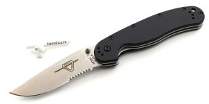 Ontario RAT-1 ON8849SS serrated/black handle